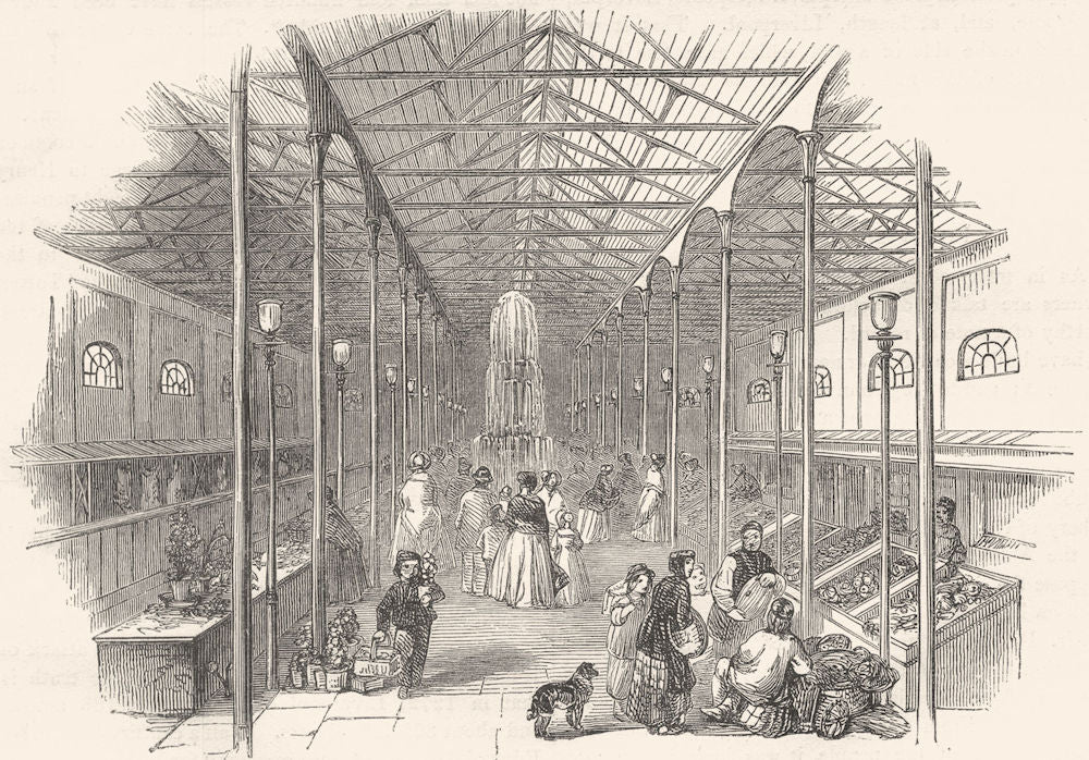 CHESHIRE. Birkenhead Market 1850 old antique vintage print picture